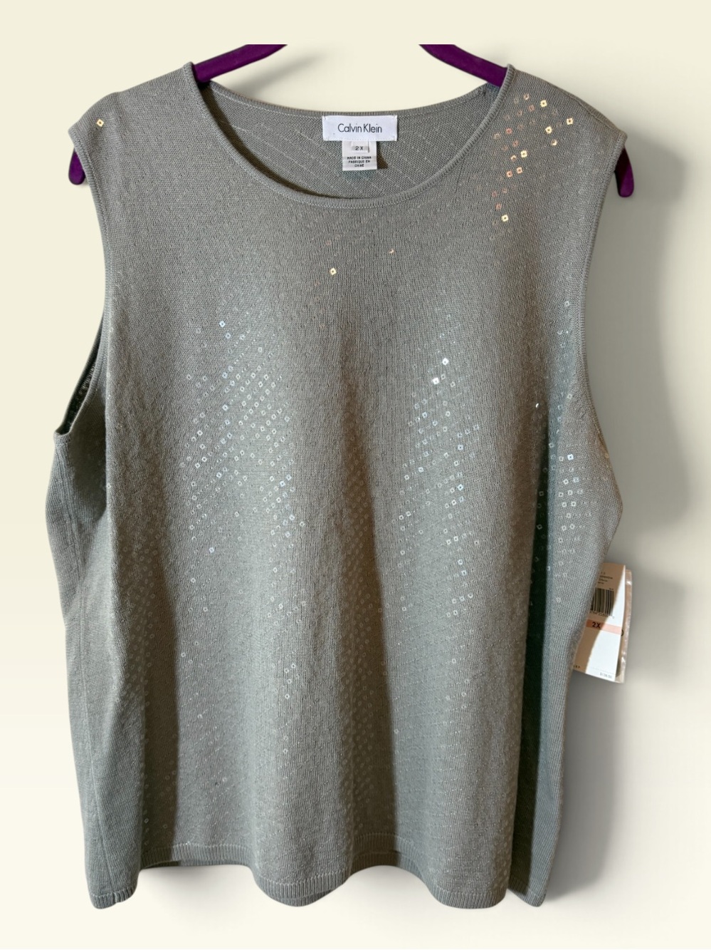 Calvin Klein Sparkle Sleeveless Knit Top